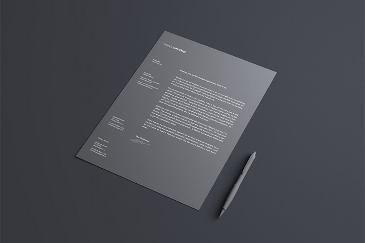 Dark Simple Letterhead Mockup PSD