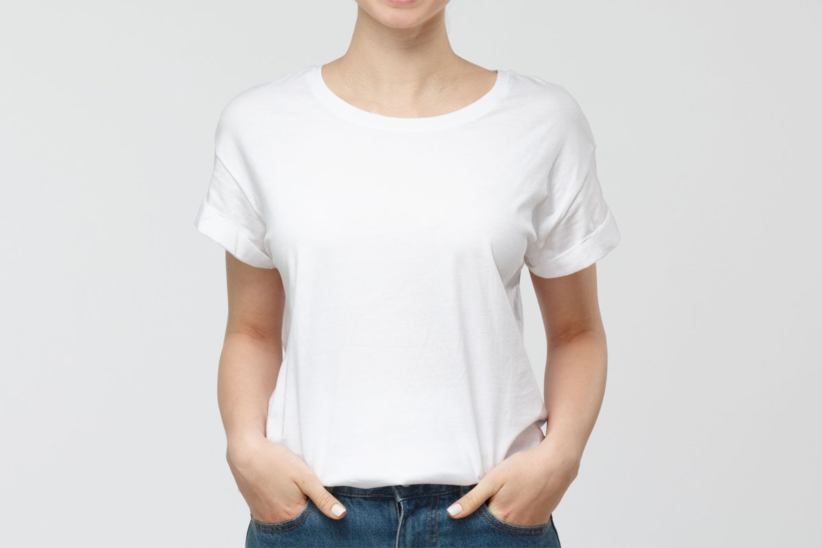 Free Girl Wearing T-Shirt Mockup - Find the Perfect Creative Mockups ...