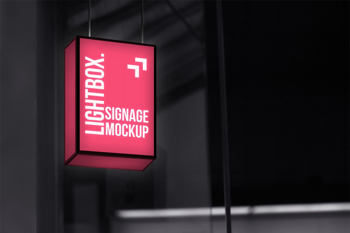 Download Free Hanging Lightbox Signage Mockup - Find the Perfect Creative Mockups Freebies to Showcase ...
