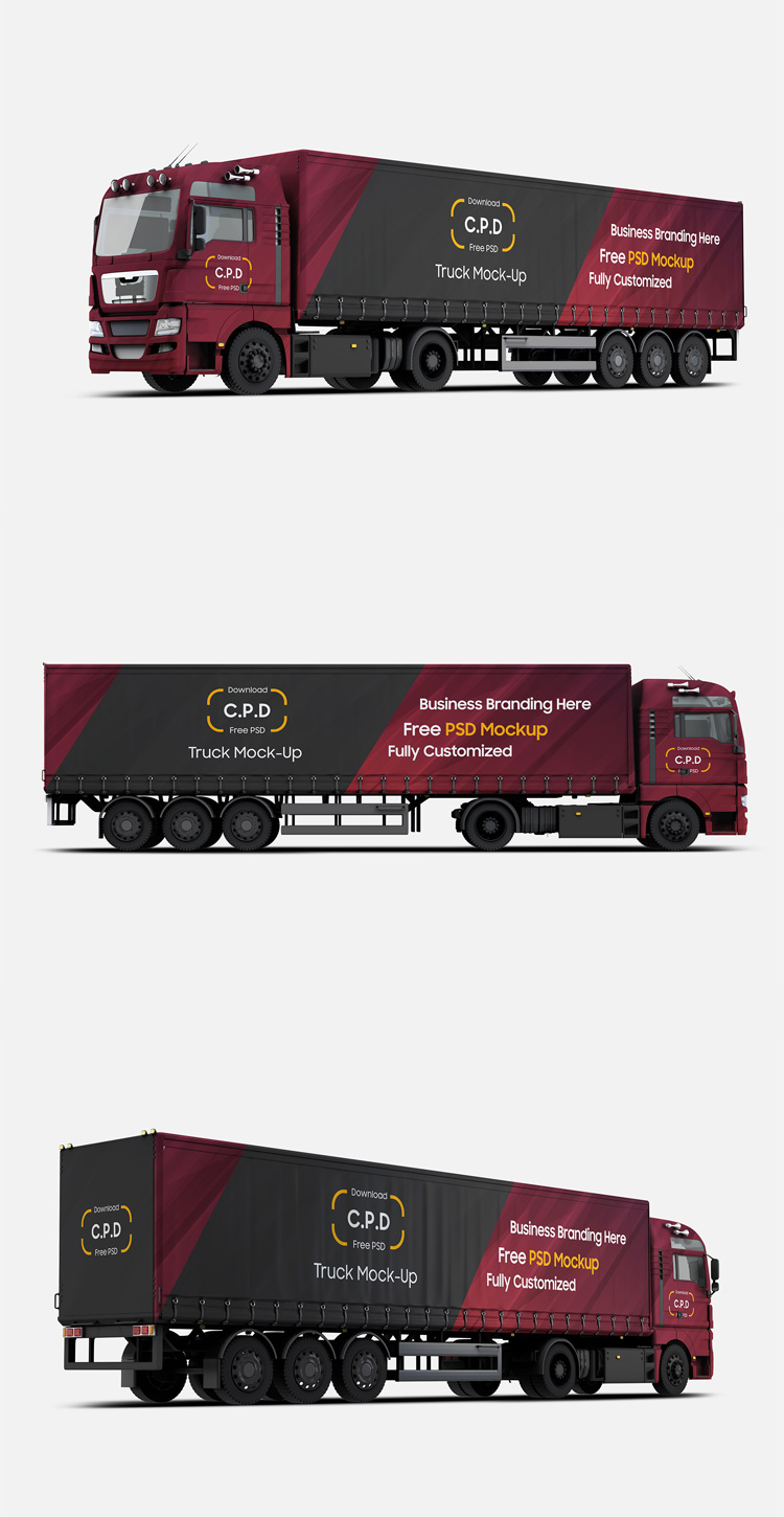 Download Free Trailer Truck Psd Mockup - Find the Perfect Creative Mockups Freebies to Showcase your ...