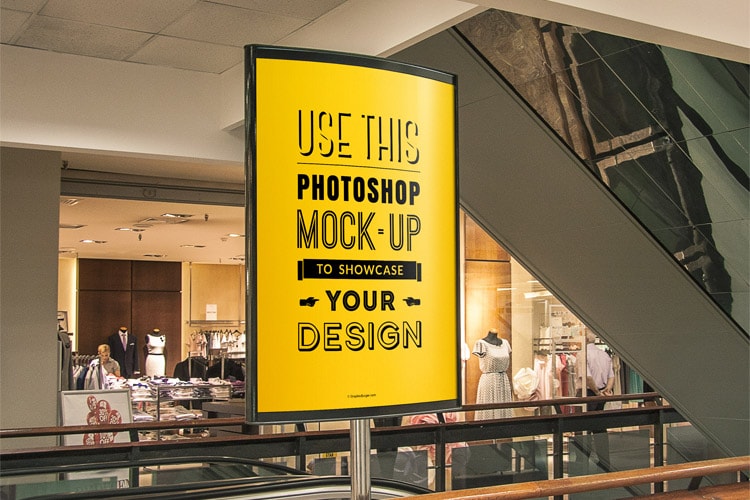Free Indoor Advertising Poster MockUp PSD