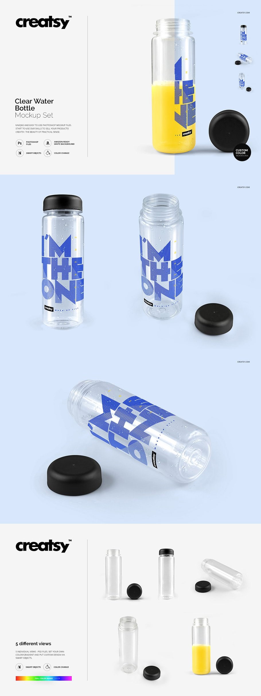 Clear Water Bottle Mockup Set - Find the Perfect Creative Mockups