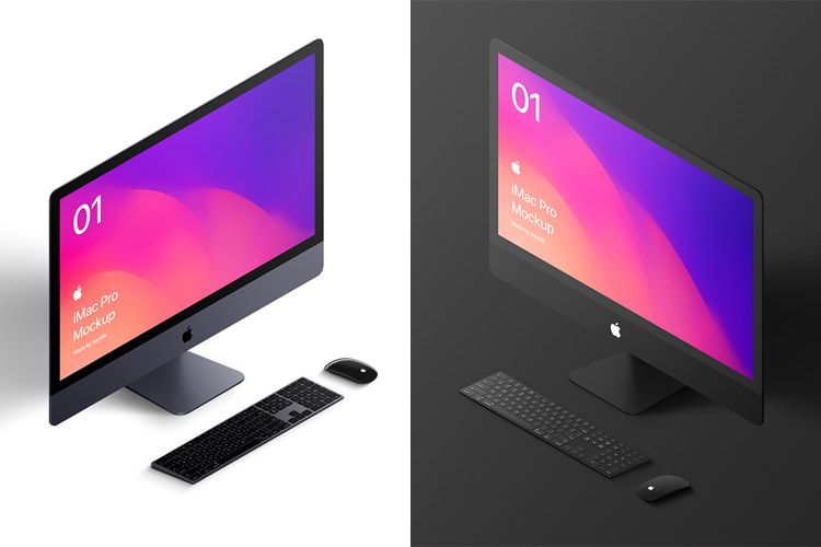 10 iMac Pro & iPhone XS Isometric Mockups for Photoshop