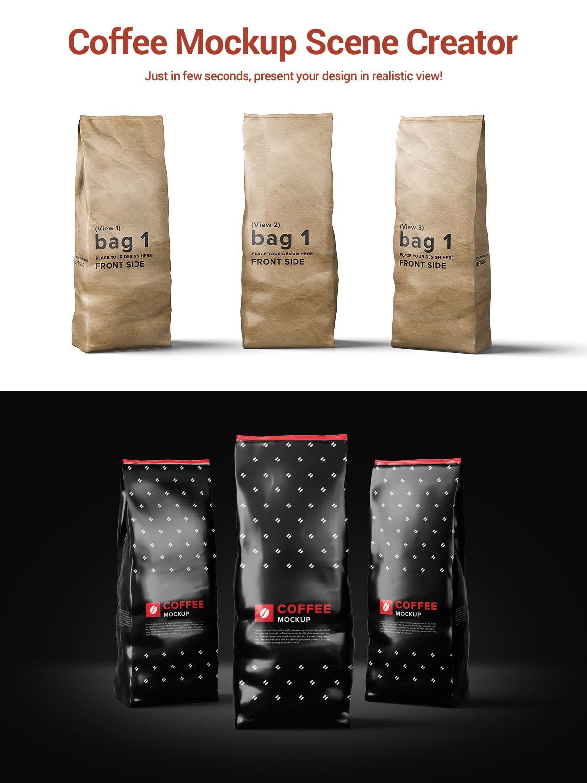 Download 21+ Realistic Coffee Bag Mockups PSD Templates - Mockups Freebies