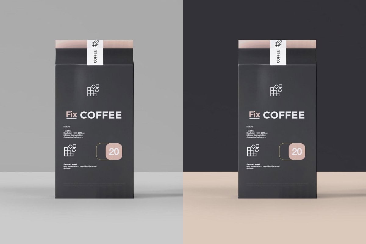 Coffee Bag Packaging Mockup PSD