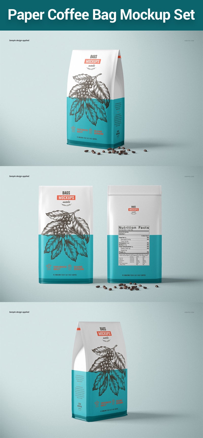 Paper Coffee Bag Mockup Set