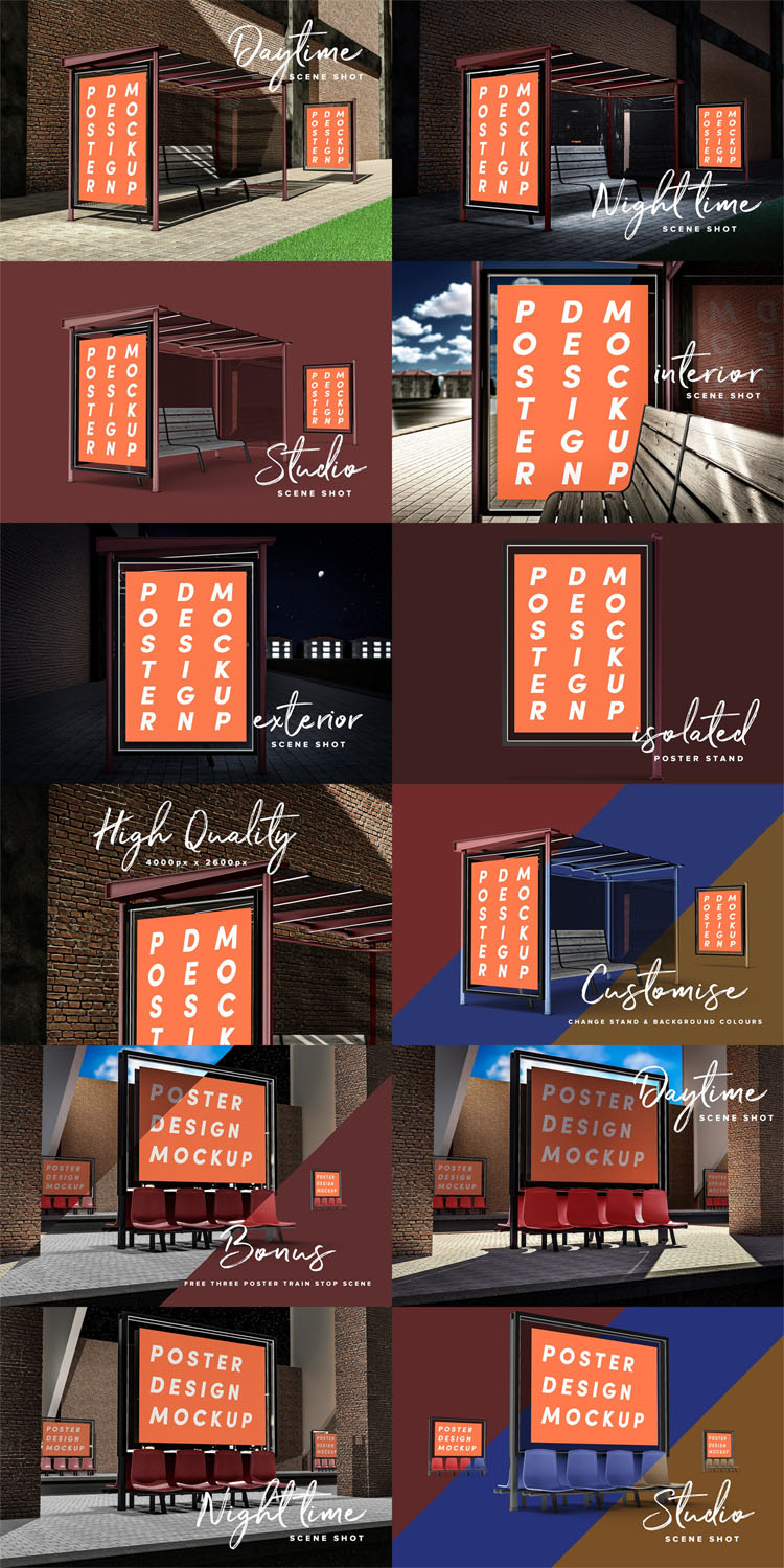 Download Bus Stop Poster Design Mockup 2020 - Mockups Freebies