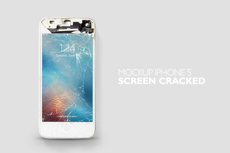 Download Free Cracked iPhone Screen Mockup PSD - Mockups Freebies