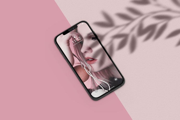 Free iPhone XS with Shadow Mockup PSD