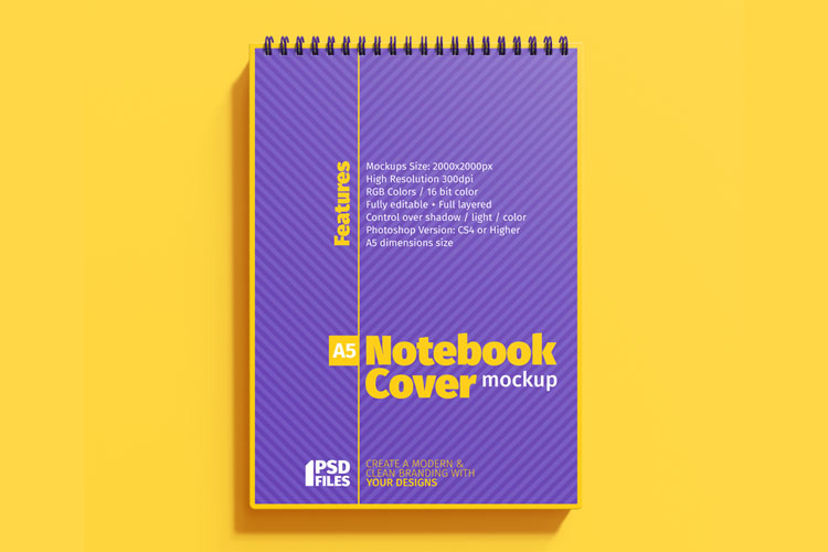 Download Free A5 Notebook Cover Mockup - Mockups Freebies