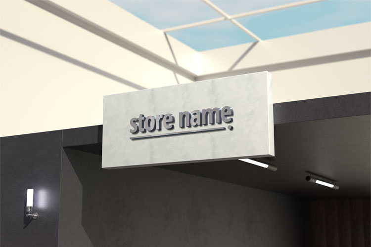 Free 3D Store Logo Mockup