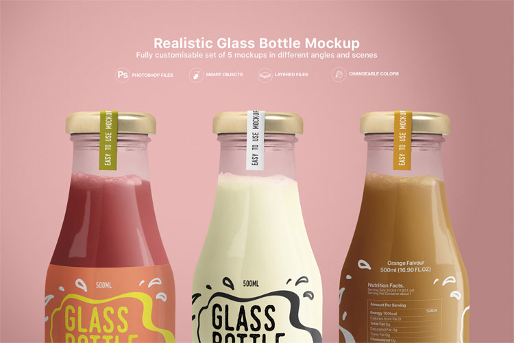 Download Realistic Glass Bottle Mockups Mockups Freebies PSD Mockup Templates