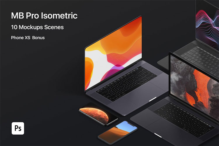 MacBook Pro Isometric Mockups
