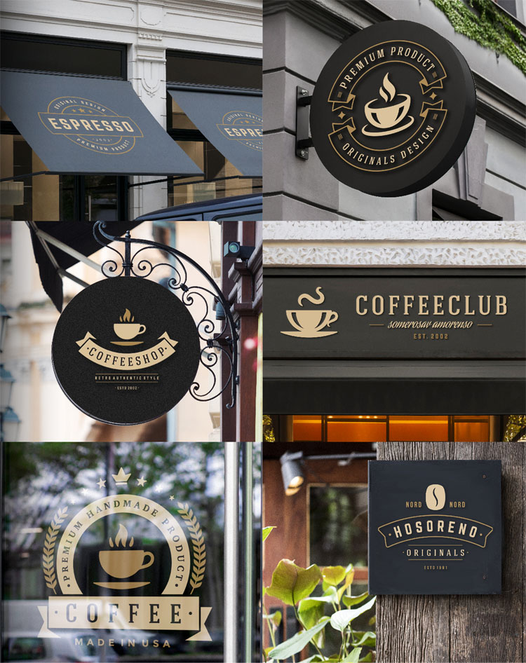Cafe and Coffee Shop Logo Mockups