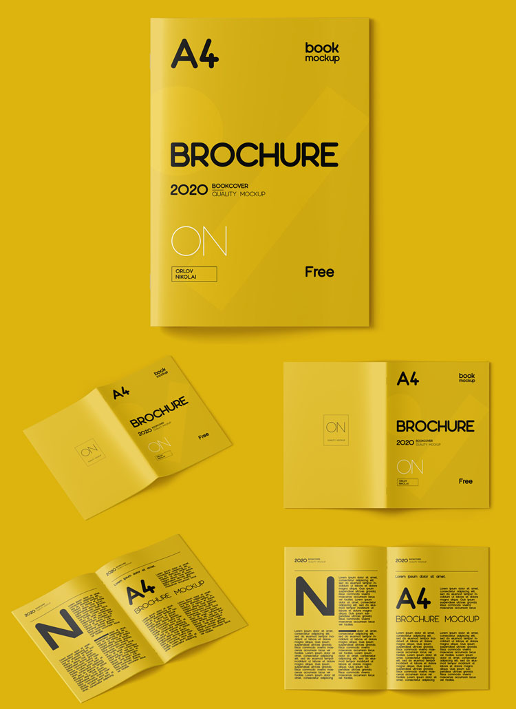 Download Free A4 Brochure Mockup Set - Mockups Freebies