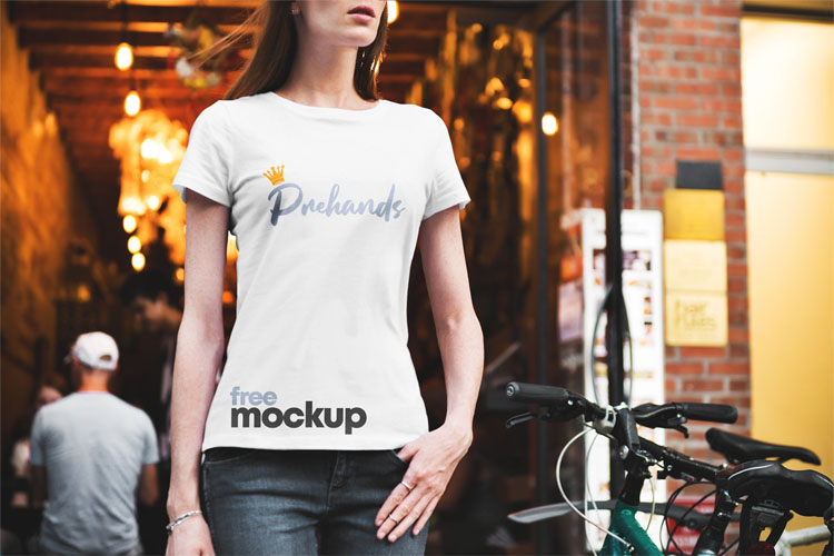 Girl Wearing T-Shirt | Free PSD Mockup