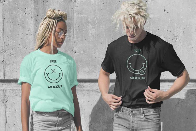 Free Male & Female T-Shirts Mockup PSD