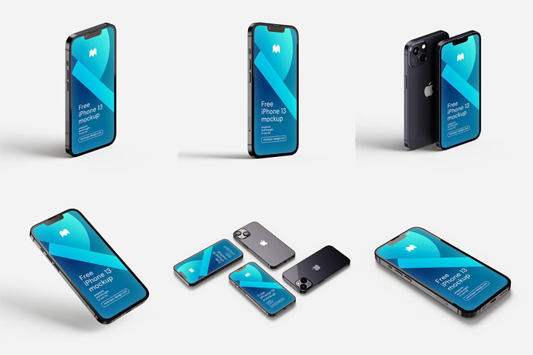 Free iPhone 13 Mockup Set